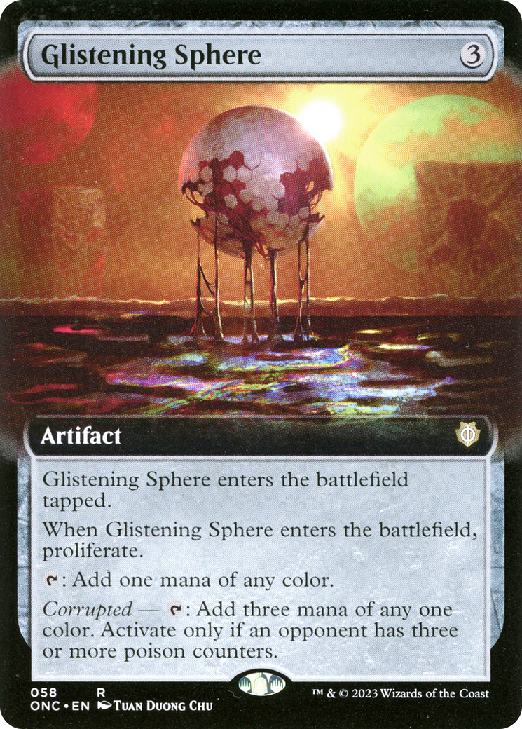 Glistening Sphere (Extended Art) [Phyrexia: All Will Be One Commander] MTG Single Magic: The Gathering | Red Claw Gaming