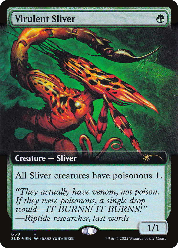 Virulent Sliver (Extended Art) (Step-and-Compleat Foil) [Secret Lair Drop Promos] MTG Single Magic: The Gathering | Red Claw Gaming