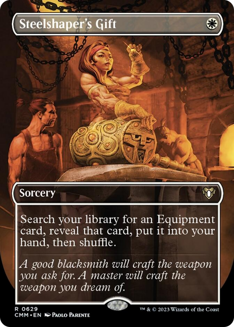 Steelshaper's Gift (Borderless Alternate Art) [Commander Masters] MTG Single Magic: The Gathering | Red Claw Gaming