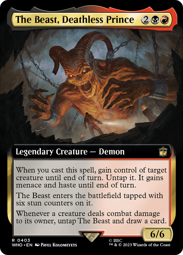The Beast, Deathless Prince (Extended Art) [Doctor Who] MTG Single Magic: The Gathering    | Red Claw Gaming