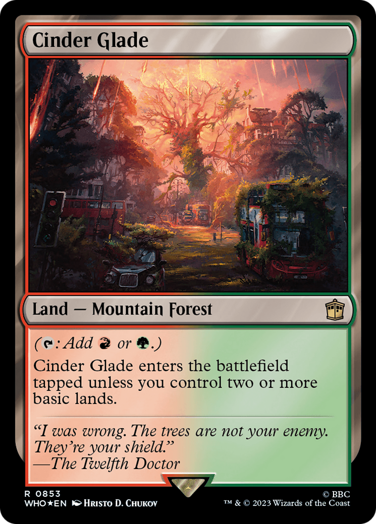 Cinder Glade (Surge Foil) [Doctor Who] MTG Single Magic: The Gathering    | Red Claw Gaming