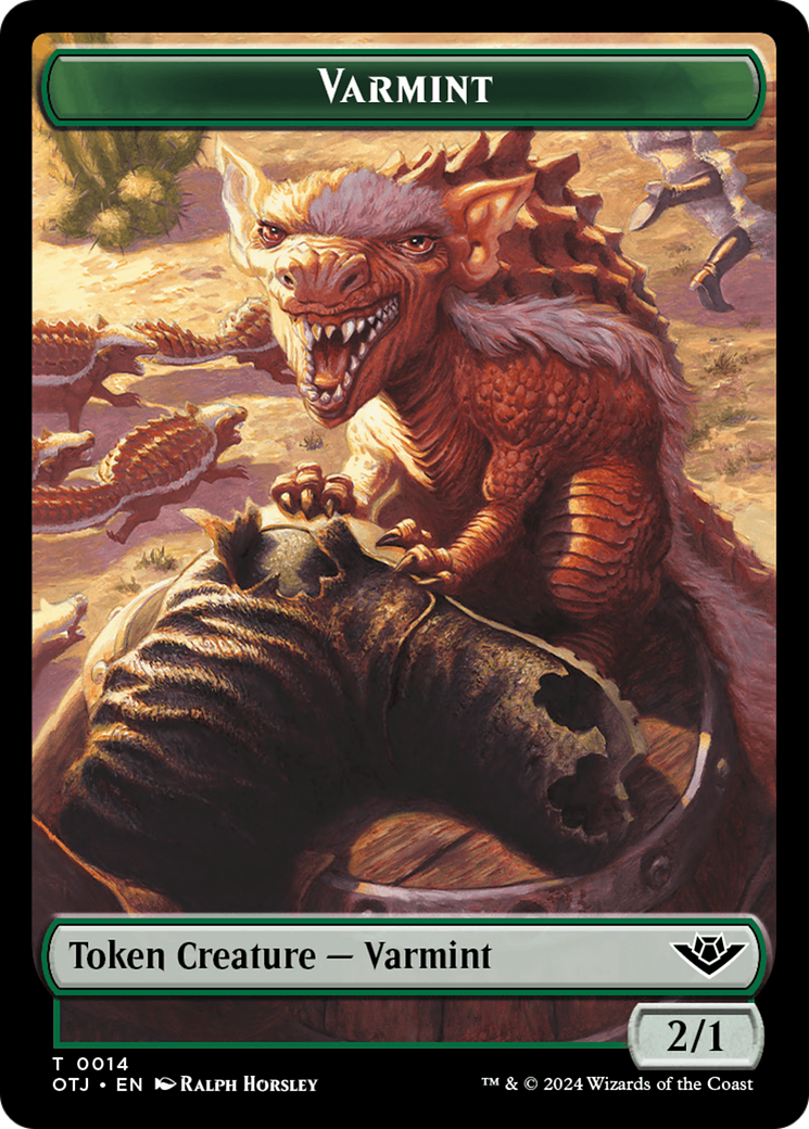 Treasure // Varmint Double-Sided Token [Outlaws of Thunder Junction Tokens] MTG Single Magic: The Gathering    | Red Claw Gaming