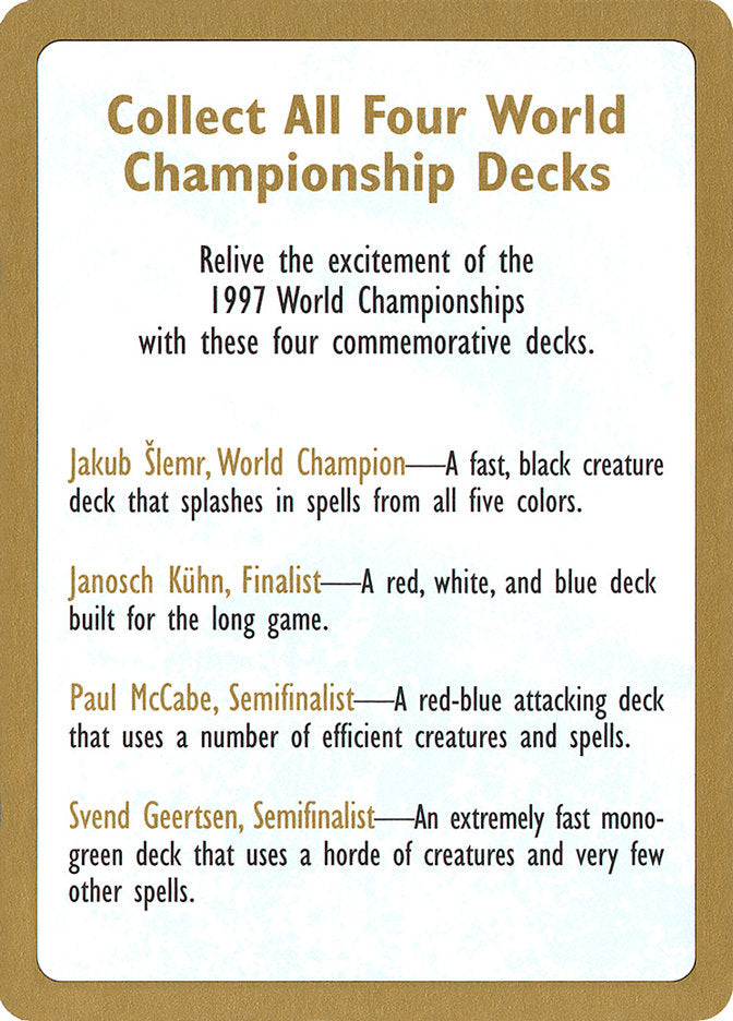 1997 World Championships Ad [World Championship Decks 1997] MTG Single Magic: The Gathering | Red Claw Gaming