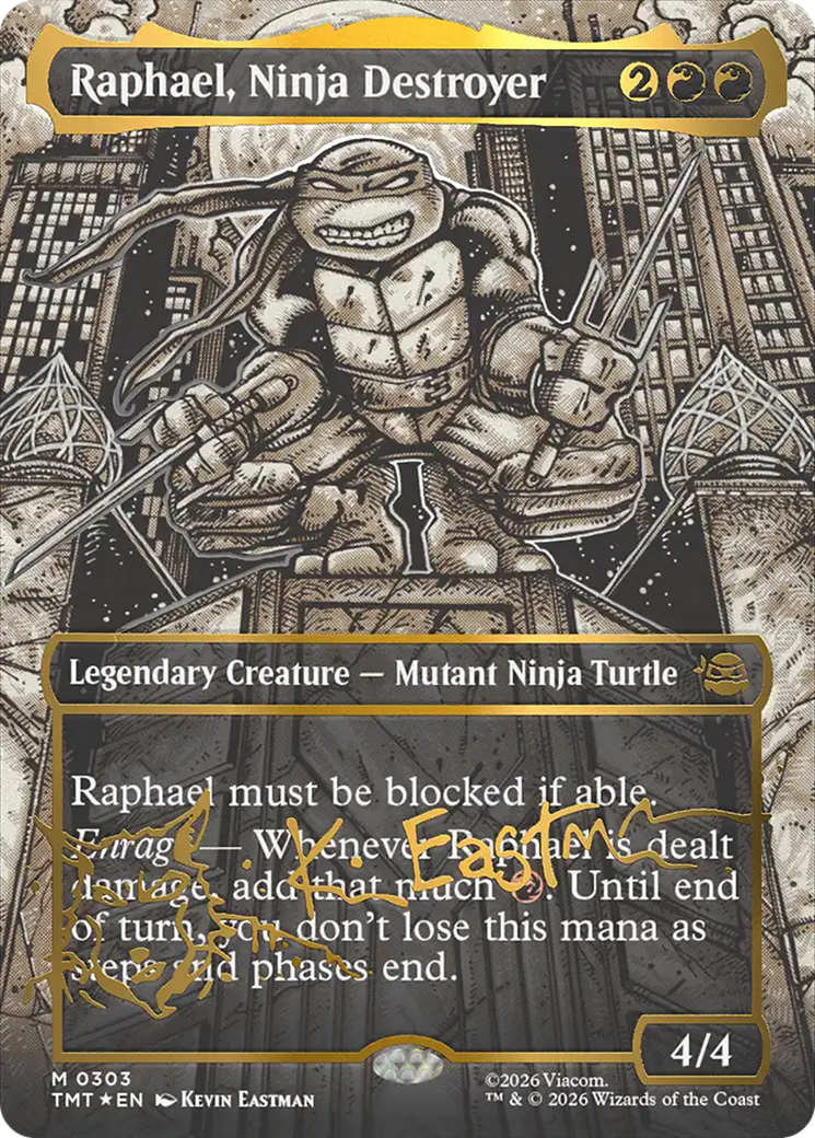 Raphael, Ninja Destroyer (Borderless) (Gold-Stamped Signature) [Teenage Mutant Ninja Turtles] MTG Single Magic: The Gathering | Red Claw Gaming