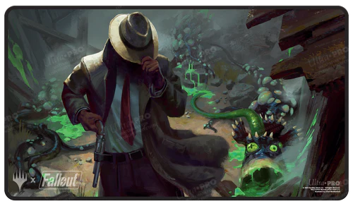 Fallout® Mysterious Stranger Black Stitched Standard Gaming Playmat for Magic: The Gathering Playmats Ultra Pro    | Red Claw Gaming