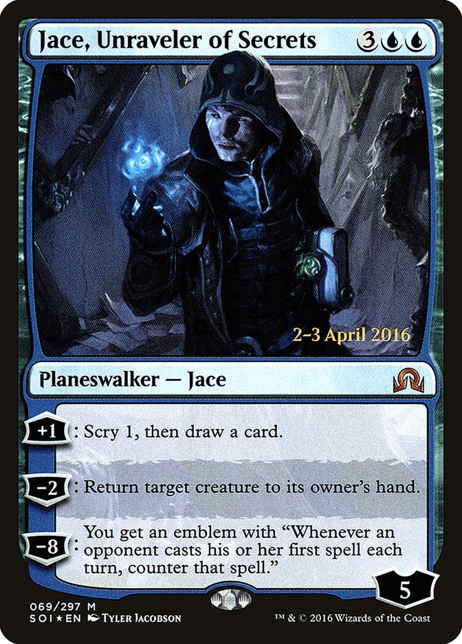 Jace, Unraveler of Secrets [Shadows over Innistrad Prerelease Promos] MTG Single Magic: The Gathering | Red Claw Gaming