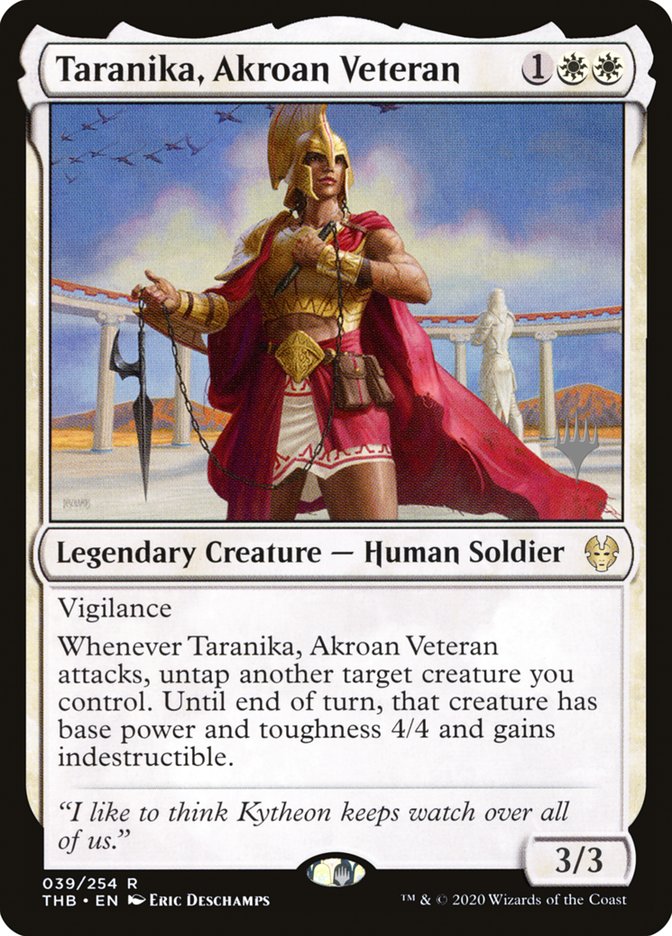 Taranika, Akroan Veteran (Promo Pack) [Theros Beyond Death Promos] MTG Single Magic: The Gathering | Red Claw Gaming