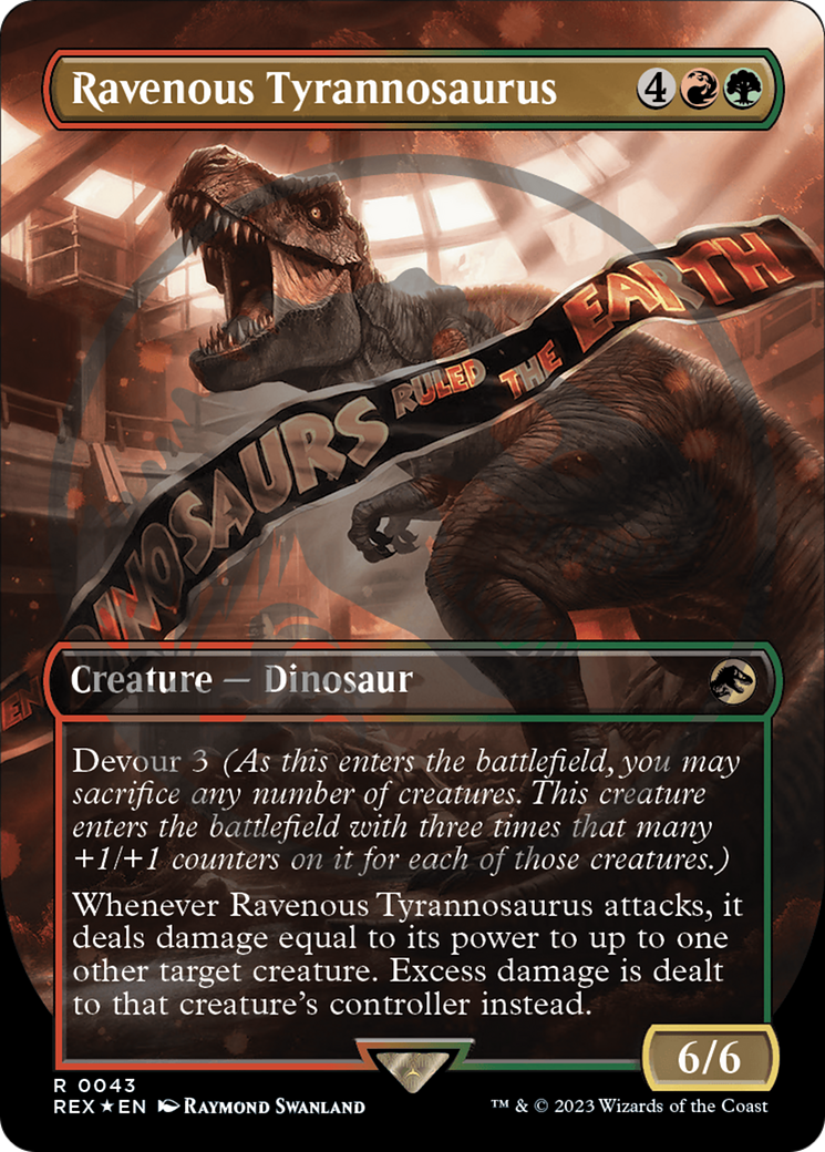 Ravenous Tyrannosaurus (Emblem) (Borderless) [Jurassic World Collection Tokens] MTG Single Magic: The Gathering | Red Claw Gaming