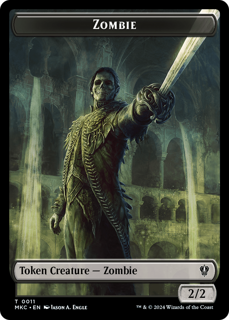 Salamander Warrior // Zombie Double-Sided Token [Murders at Karlov Manor Commander Tokens] MTG Single Magic: The Gathering | Red Claw Gaming