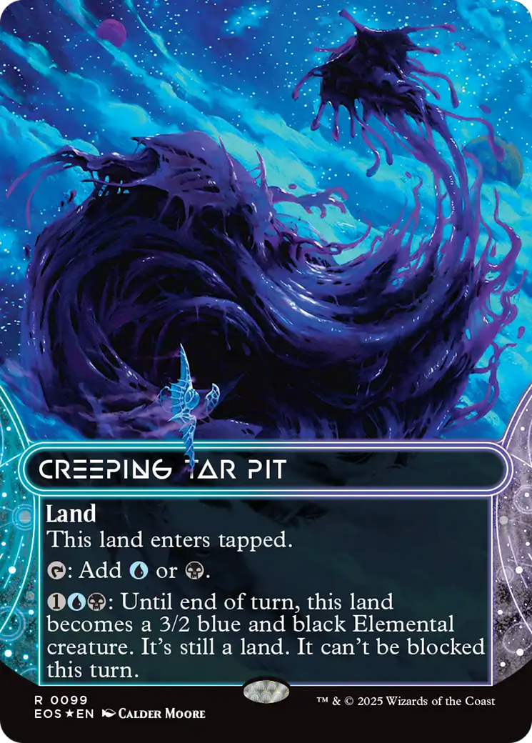 Creeping Tar Pit (0099) (Borderless) (Galaxy Foil) [Edge of Eternities: Stellar Sights] MTG Single Magic: The Gathering | Red Claw Gaming