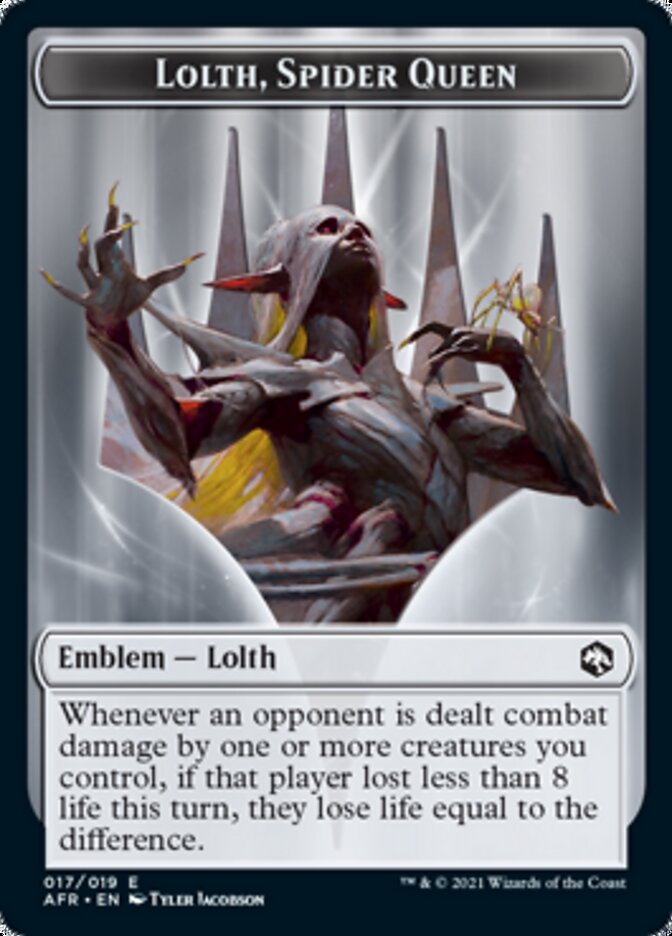 Treasure // Lolth, Spider Queen Emblem Double-Sided Token [Dungeons & Dragons: Adventures in the Forgotten Realms Tokens] MTG Single Magic: The Gathering | Red Claw Gaming