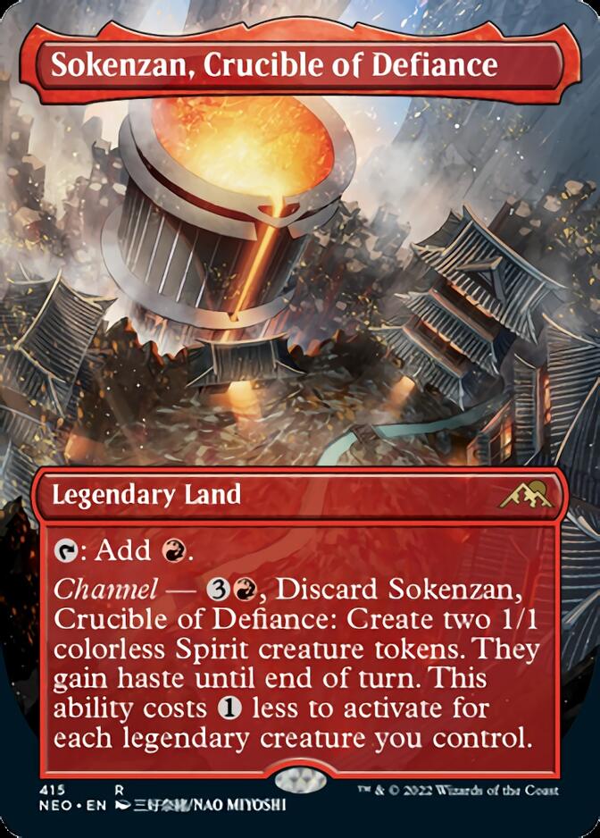 Sokenzan, Crucible of Defiance (Borderless Alternate Art) [Kamigawa: Neon Dynasty] MTG Single Magic: The Gathering    | Red Claw Gaming
