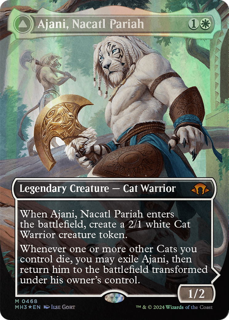 Ajani, Nacatl Pariah // Ajani, Nacatl Avenger (Borderless) (Textured Foil) [Modern Horizons 3] MTG Single Magic: The Gathering | Red Claw Gaming