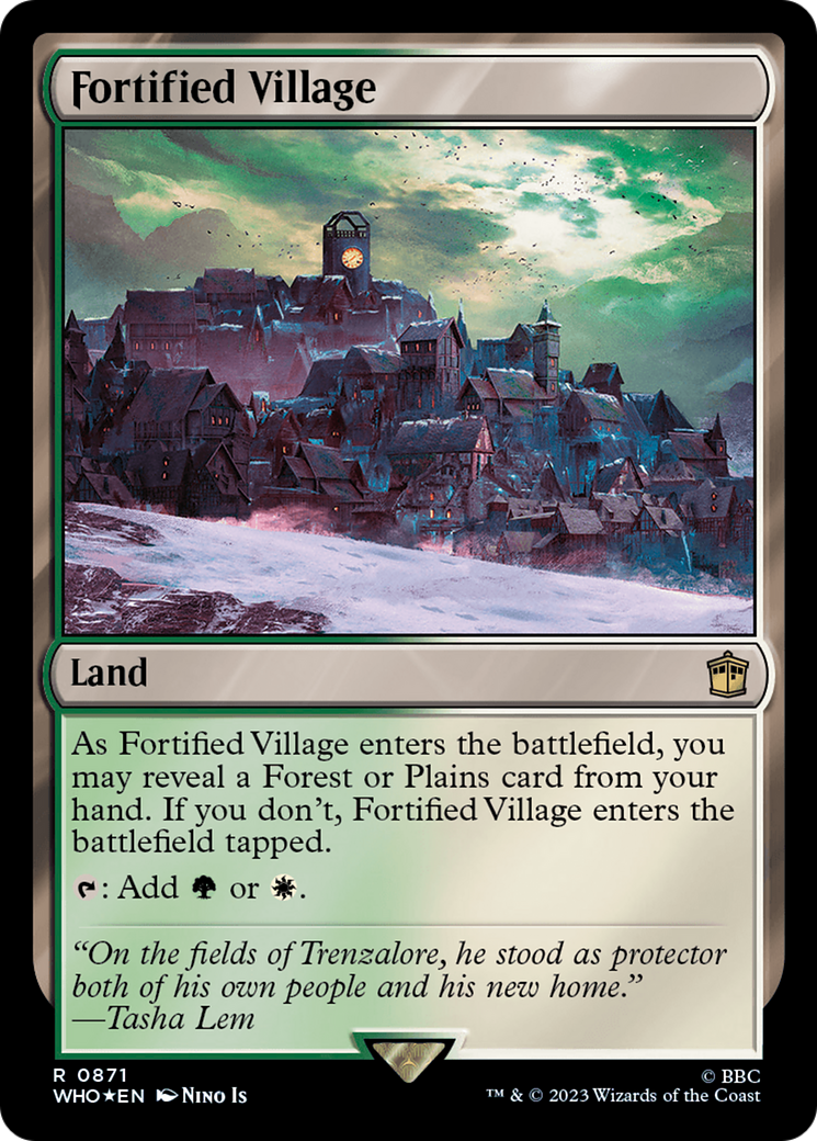 Fortified Village (Surge Foil) [Doctor Who] MTG Single Magic: The Gathering | Red Claw Gaming