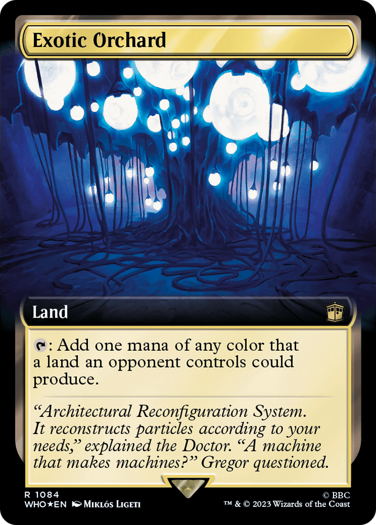 Exotic Orchard (Extended Art) (Surge Foil) [Doctor Who] MTG Single Magic: The Gathering    | Red Claw Gaming