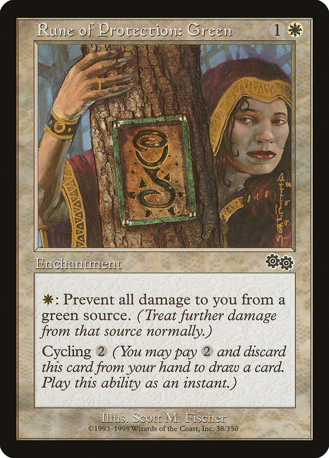 Rune of Protection: Green [Urza's Saga] MTG Single Magic: The Gathering | Red Claw Gaming