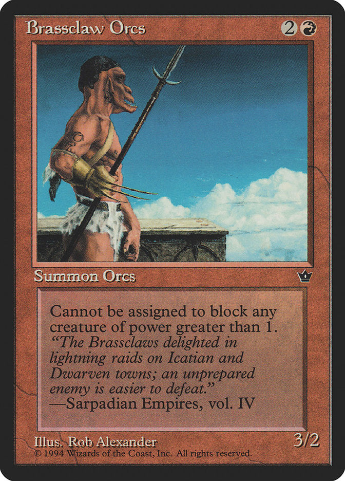 Brassclaw Orcs (Rob Alexander - Sarpadian Empires Flavor Text) [Fallen Empires] MTG Single Magic: The Gathering | Red Claw Gaming