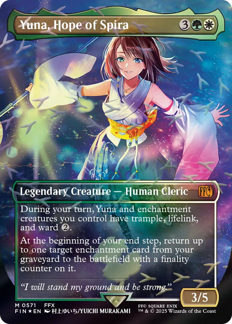 Yuna, Hope of Spira (Borderless) (Chocobo Track Foil) [FINAL FANTASY] MTG Single Magic: The Gathering | Red Claw Gaming