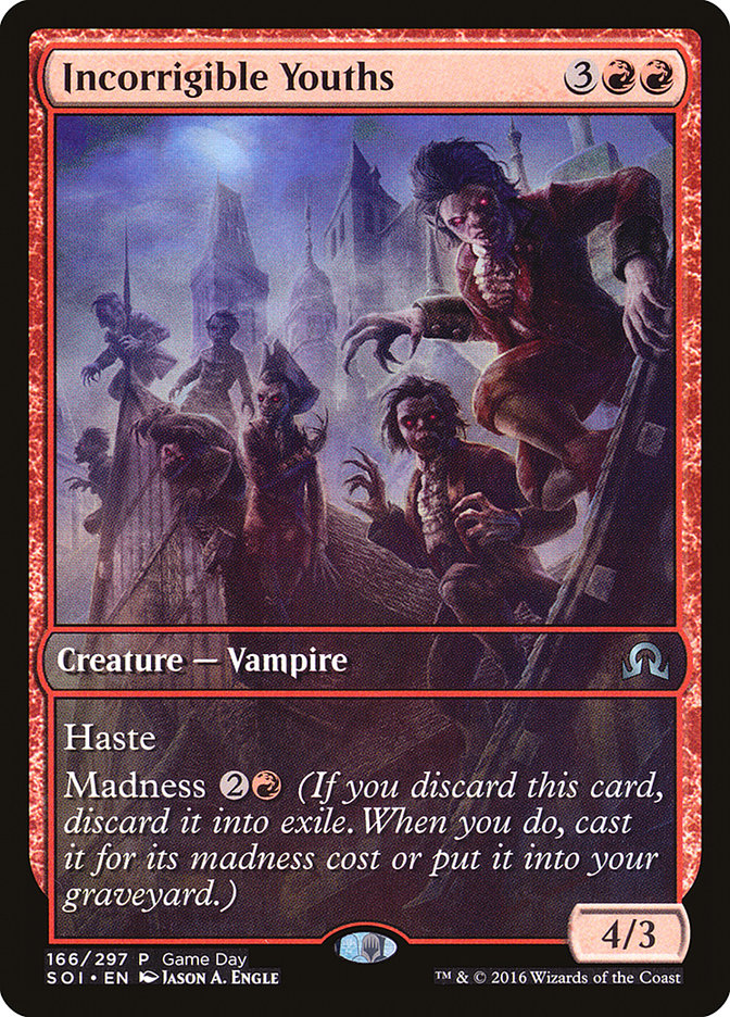 Incorrigible Youths (Game Day) (Extended Art) [Shadows over Innistrad Promos] MTG Single Magic: The Gathering | Red Claw Gaming