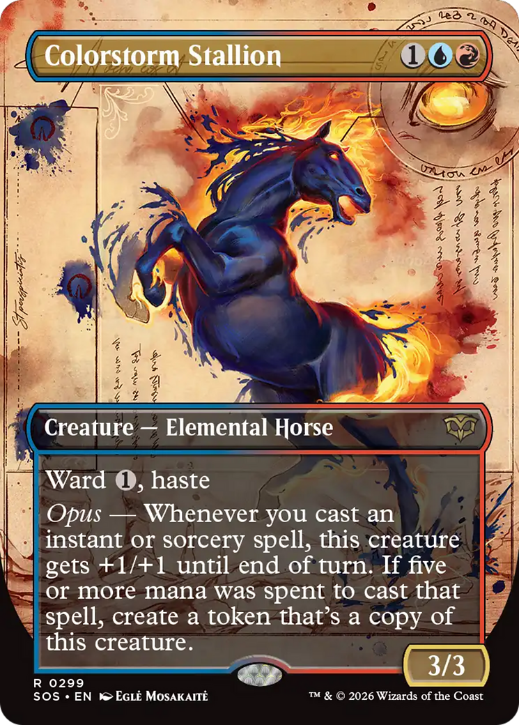 Colorstorm Stallion (Borderless) [Secrets of Strixhaven] MTG Single Magic: The Gathering | Red Claw Gaming