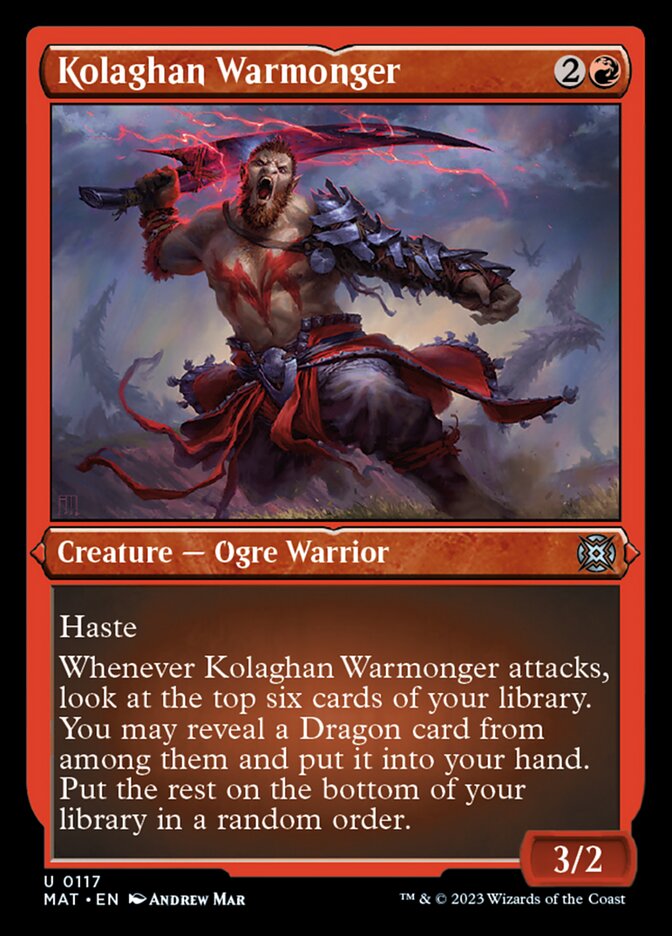 Kolaghan Warmonger (Foil Etched) [March of the Machine: The Aftermath] MTG Single Magic: The Gathering | Red Claw Gaming