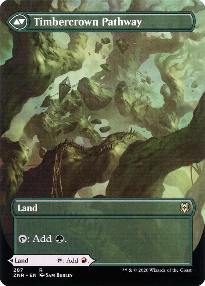 Cragcrown Pathway // Timbercrown Pathway (Borderless Alternate Art) [Zendikar Rising] MTG Single Magic: The Gathering | Red Claw Gaming