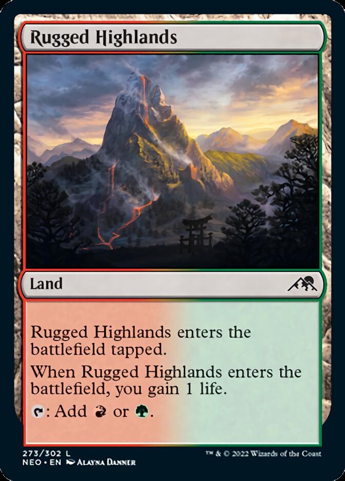 Rugged Highlands [Kamigawa: Neon Dynasty] MTG Single Magic: The Gathering    | Red Claw Gaming