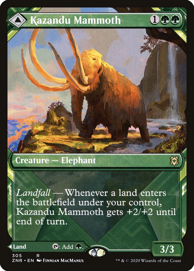 Kazandu Mammoth // Kazandu Valley (Showcase) [Zendikar Rising] MTG Single Magic: The Gathering | Red Claw Gaming