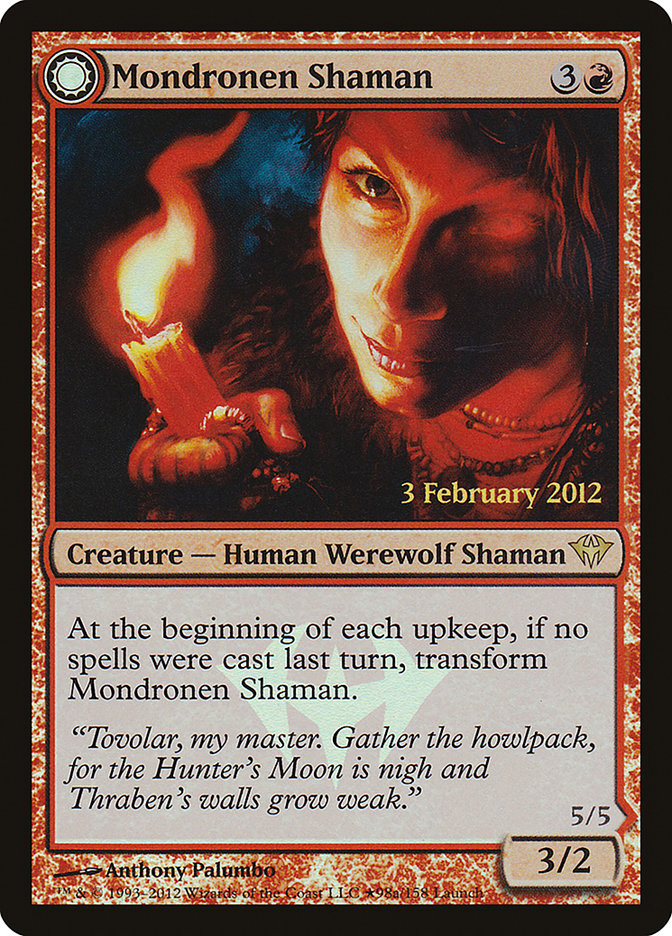 Mondronen Shaman // Tovolar's Magehunter (Launch) [Dark Ascension Promos] MTG Single Magic: The Gathering | Red Claw Gaming