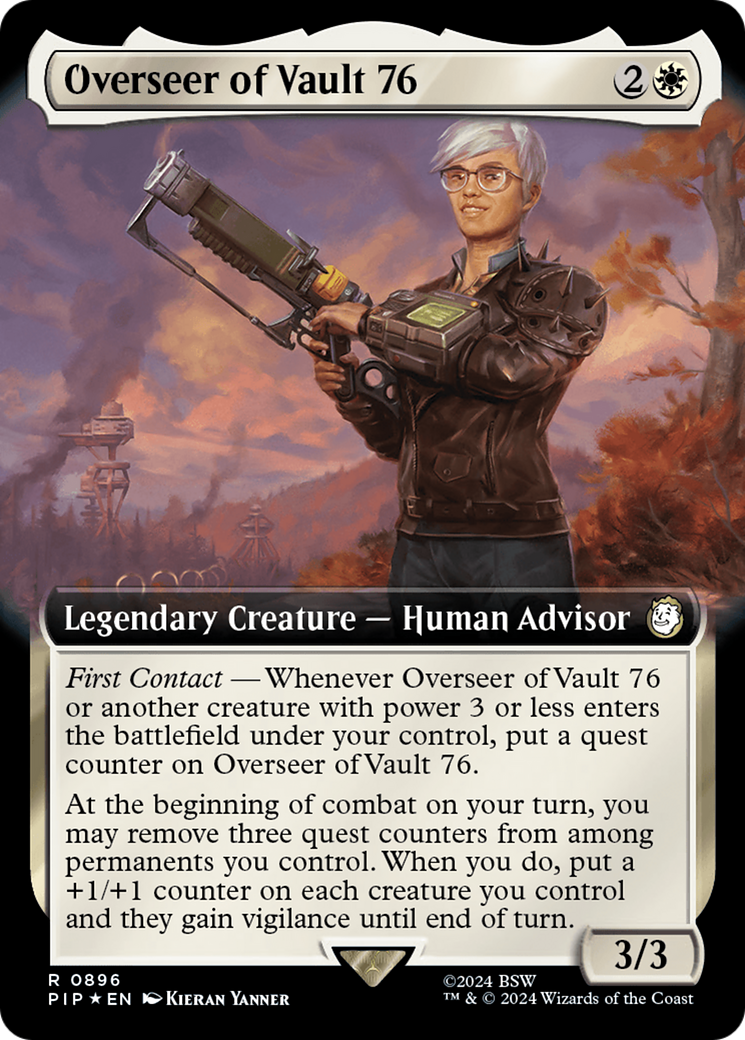 Overseer of Vault 76 (Extended Art) (Surge Foil) [Fallout] MTG Single Magic: The Gathering | Red Claw Gaming