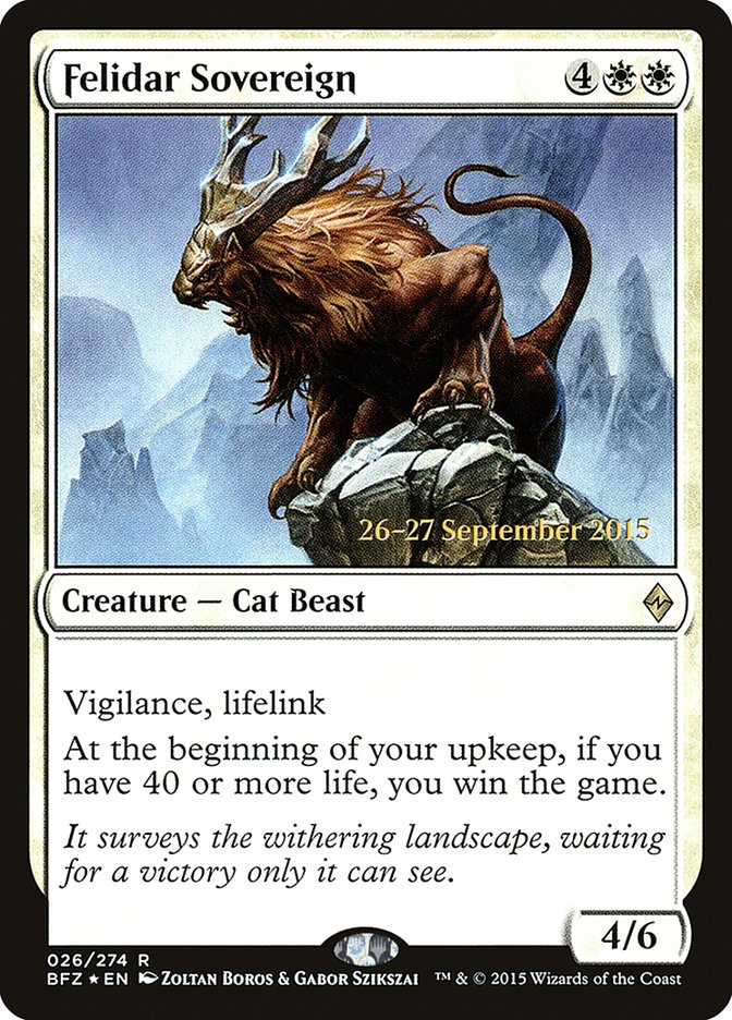 Felidar Sovereign [Battle for Zendikar Prerelease Promos] MTG Single Magic: The Gathering | Red Claw Gaming