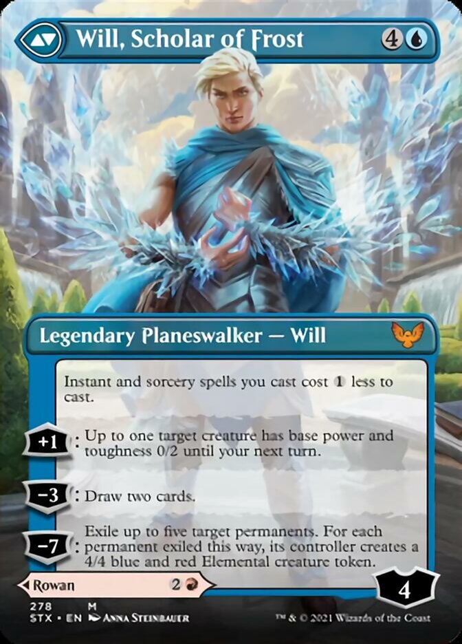 Rowan, Scholar of Sparks // Will, Scholar of Frost (Borderless) [Strixhaven: School of Mages] MTG Single Magic: The Gathering | Red Claw Gaming