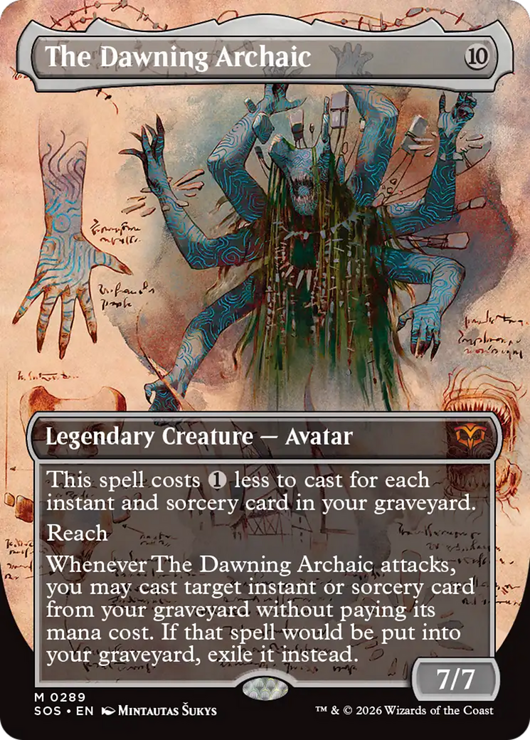 The Dawning Archaic (Borderless) [Secrets of Strixhaven] MTG Single Magic: The Gathering | Red Claw Gaming