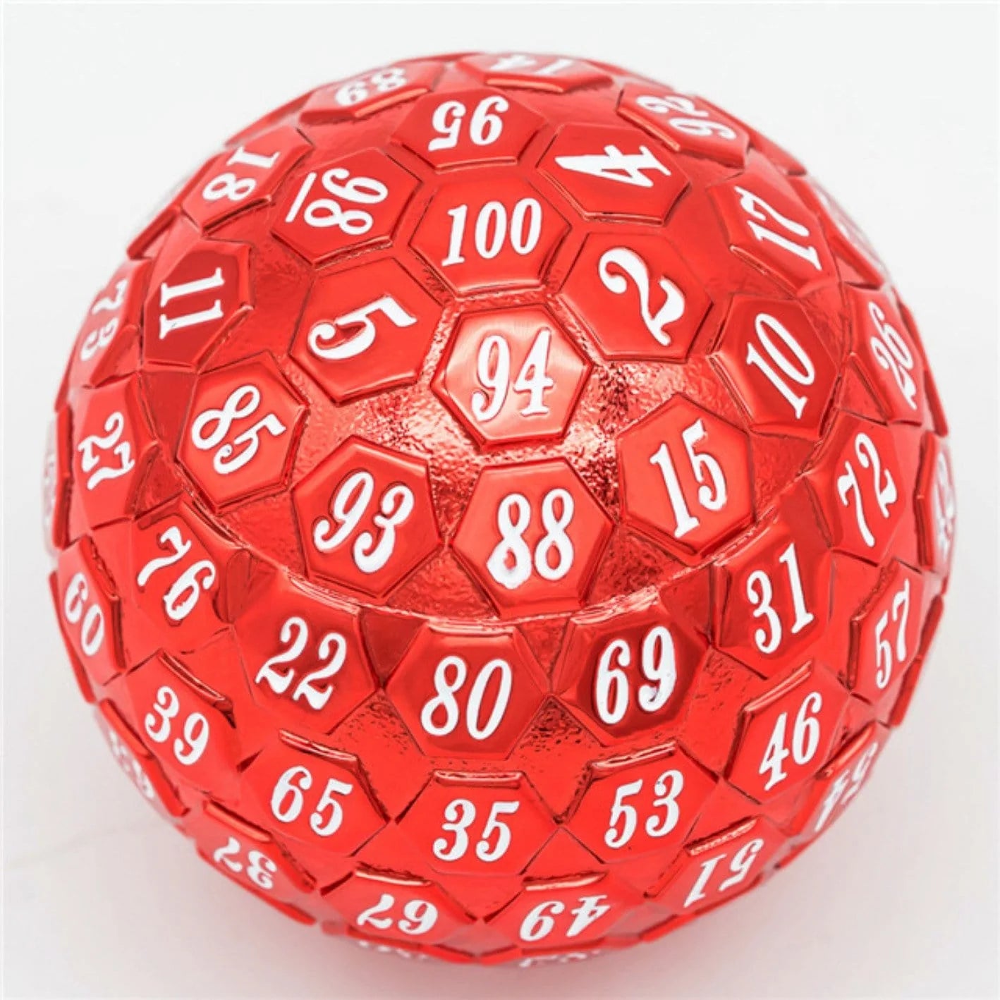45MM METAL D100 - RED WITH WHITE FONT Dice & Counters Foam Brain Games    | Red Claw Gaming