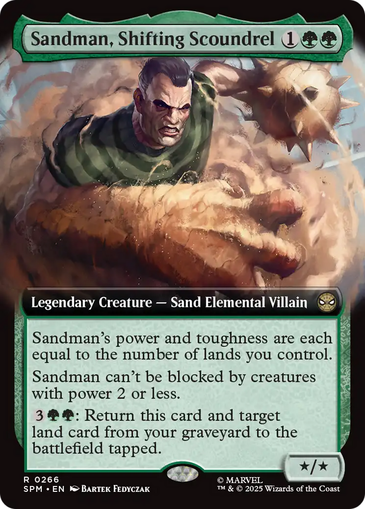 Sandman, Shifting Scoundrel (Extended Art) [Marvel's Spider-Man] MTG Single Magic: The Gathering | Red Claw Gaming