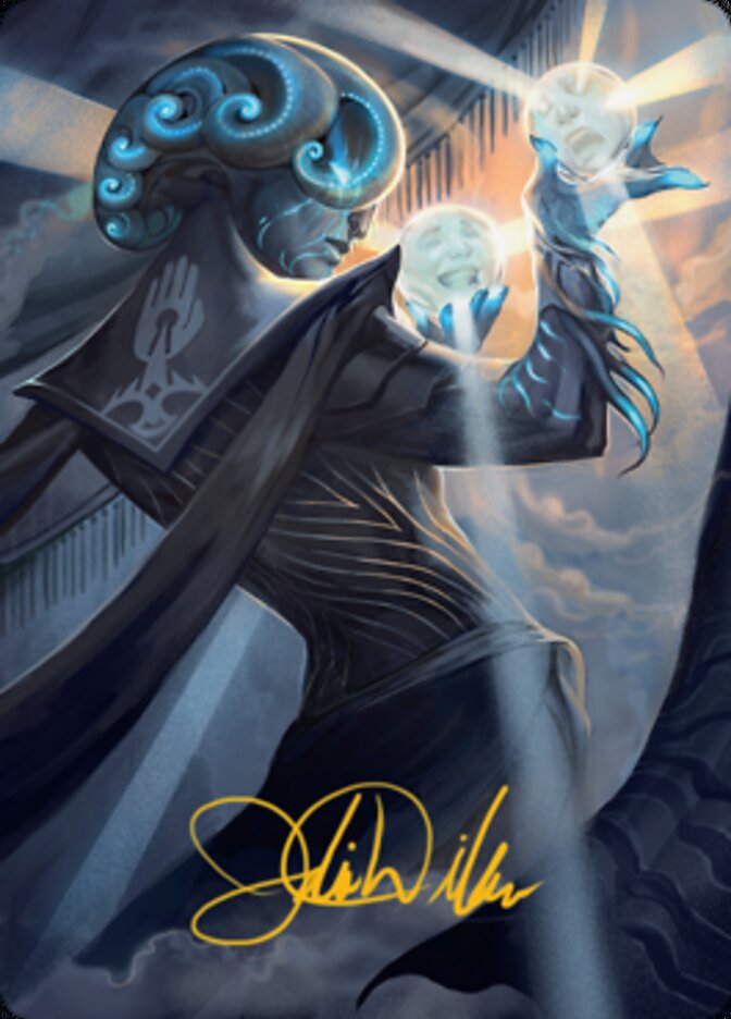 Queza, Augur of Agonies Art Card (Gold-Stamped Signature) [Streets of New Capenna Art Series] MTG Single Magic: The Gathering | Red Claw Gaming
