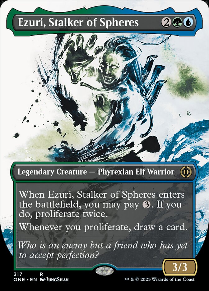 Ezuri, Stalker of Spheres (Borderless Ichor) [Phyrexia: All Will Be One] MTG Single Magic: The Gathering | Red Claw Gaming