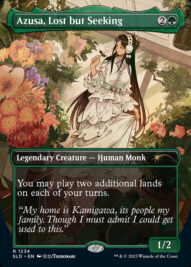 Azusa, Lost but Seeking (Borderless) [Secret Lair Drop Series] MTG Single Magic: The Gathering | Red Claw Gaming