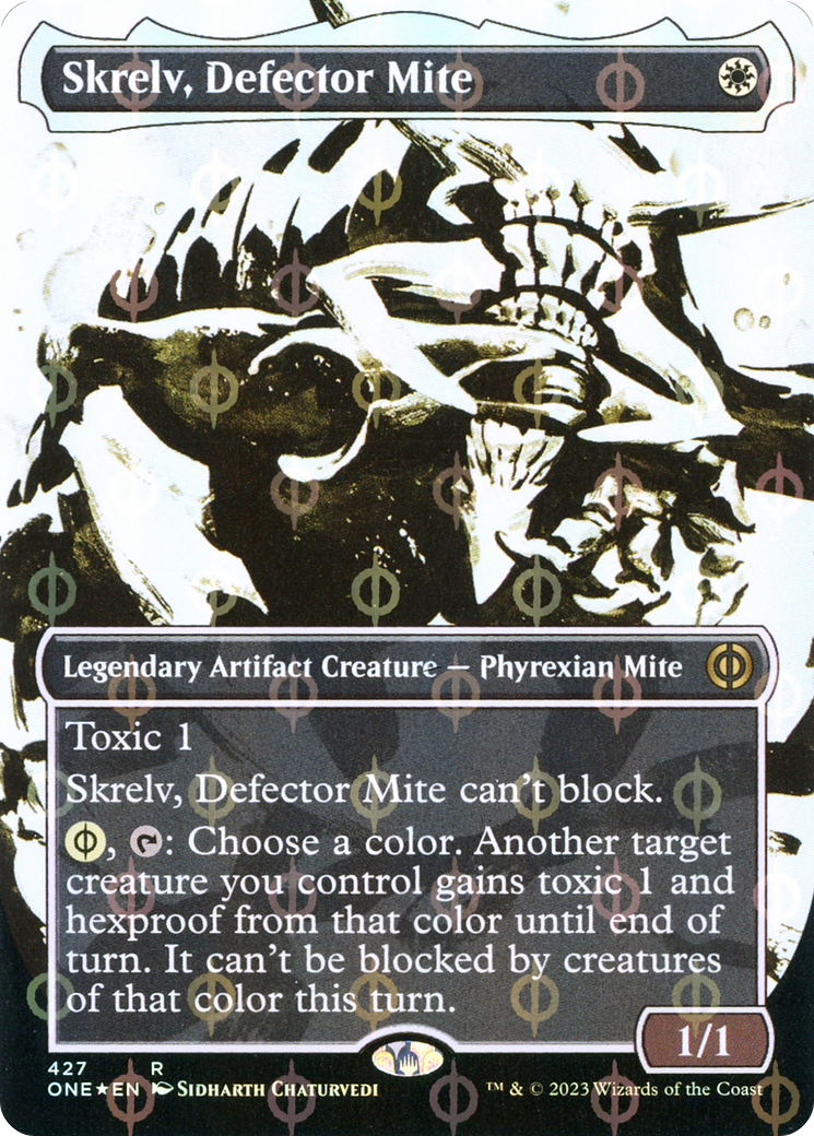 Skrelv, Defector Mite (Borderless Ichor Step-and-Compleat Foil) [Phyrexia: All Will Be One] MTG Single Magic: The Gathering | Red Claw Gaming
