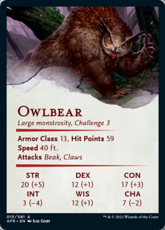 Owlbear Art Card [Dungeons & Dragons: Adventures in the Forgotten Realms Art Series] MTG Single Magic: The Gathering | Red Claw Gaming
