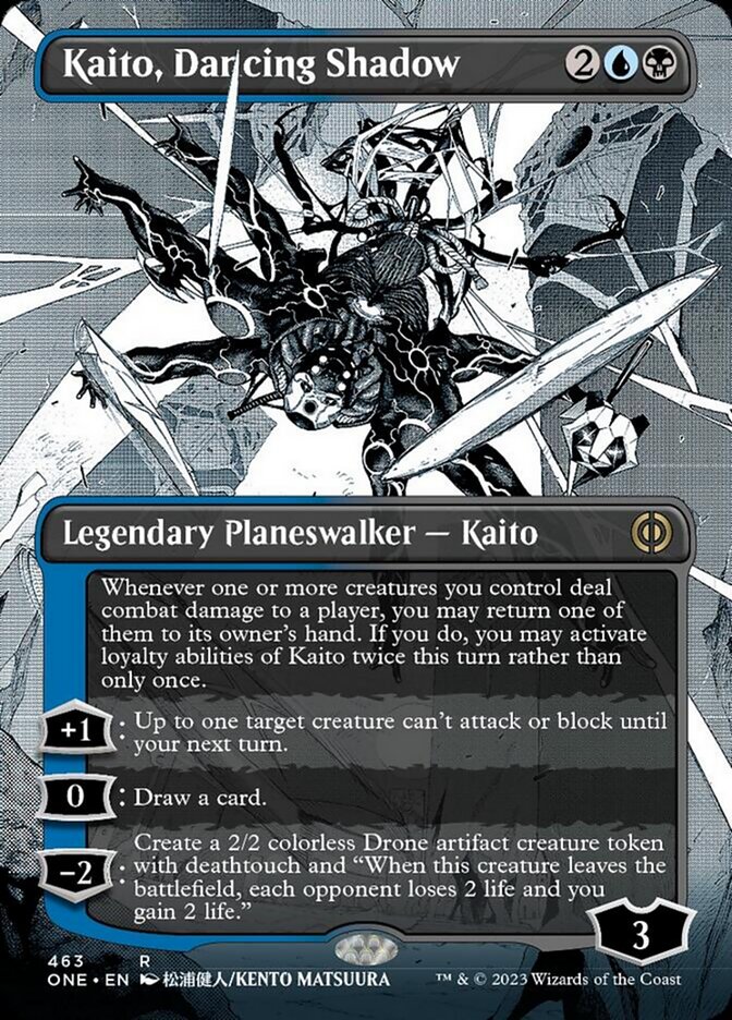 Kaito, Dancing Shadow (Borderless Manga Step-and-Compleat Foil) [Phyrexia: All Will Be One] MTG Single Magic: The Gathering | Red Claw Gaming