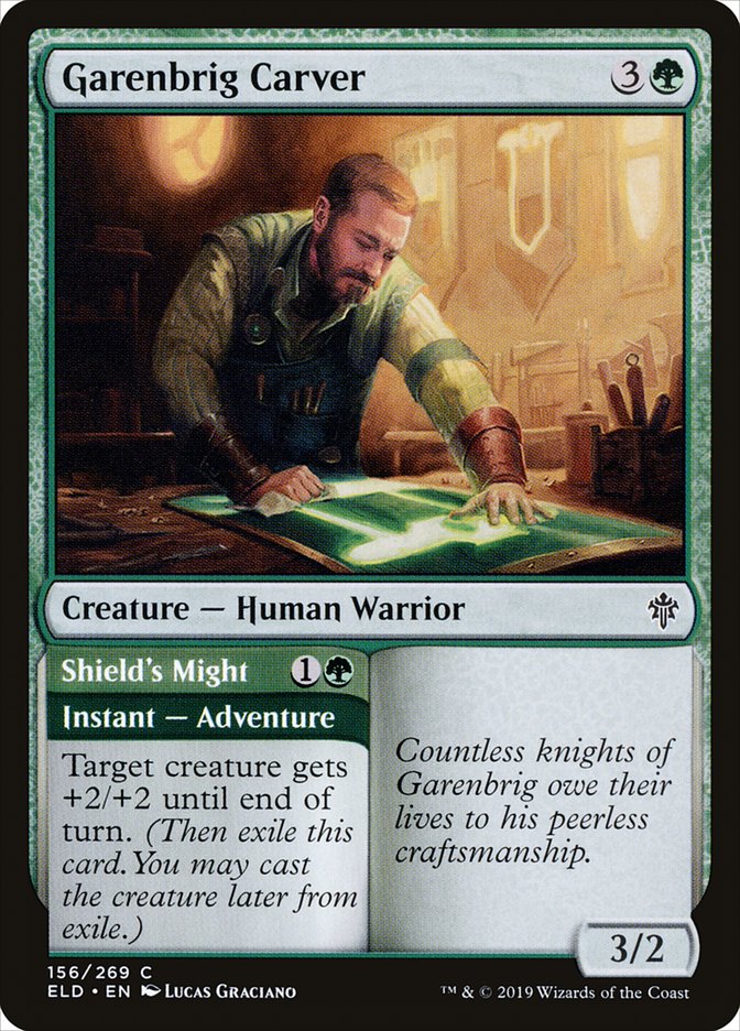 Garenbrig Carver // Shield's Might [Throne of Eldraine] MTG Single Magic: The Gathering | Red Claw Gaming