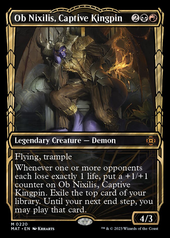 Ob Nixilis, Captive Kingpin (Showcase Halo Foil) [March of the Machine: The Aftermath] MTG Single Magic: The Gathering | Red Claw Gaming