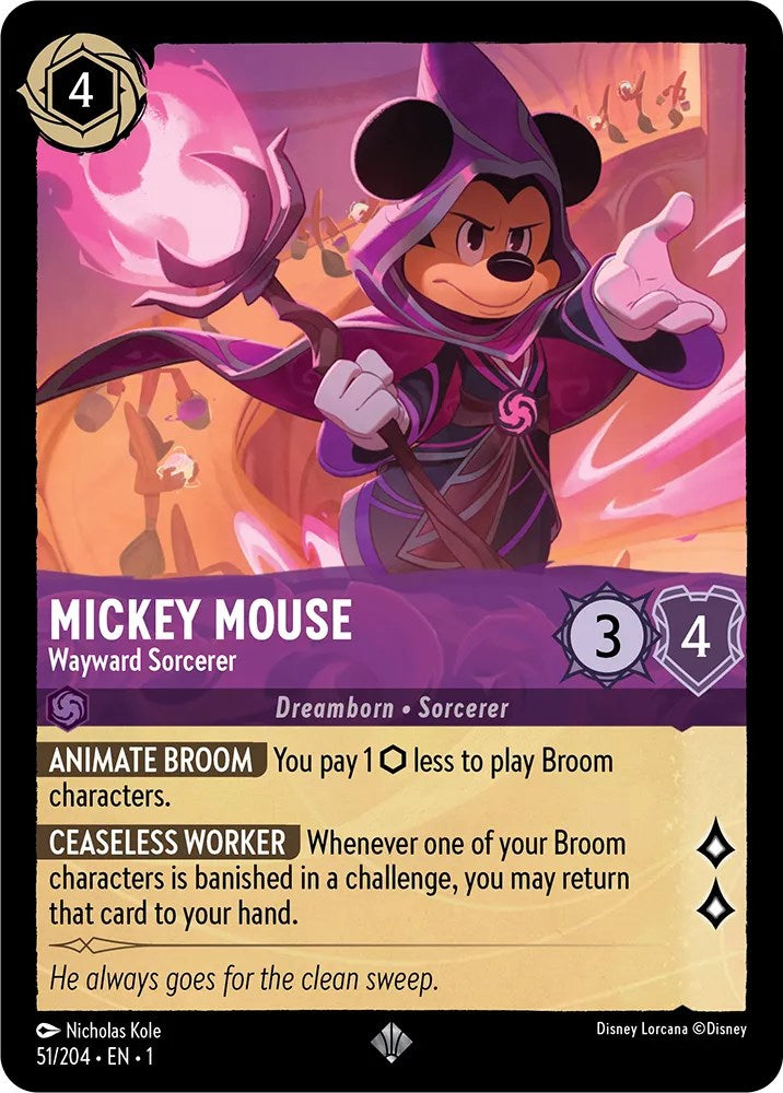 Mickey Mouse - Wayward Sorcerer (51/204) [The First Chapter] Lorcana Single Disney | Red Claw Gaming