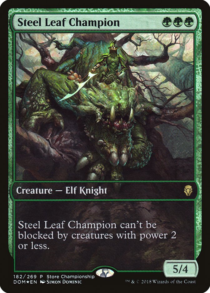 Steel Leaf Champion (Store Championship) (Full Art) [Dominaria Promos] MTG Single Magic: The Gathering | Red Claw Gaming