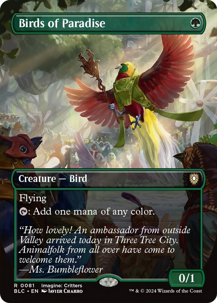 Birds of Paradise (Borderless) [Bloomburrow Commander] MTG Single Magic: The Gathering | Red Claw Gaming