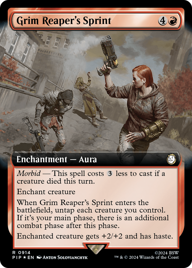 Grim Reaper's Sprint (Extended Art) (Surge Foil) [Fallout] MTG Single Magic: The Gathering | Red Claw Gaming
