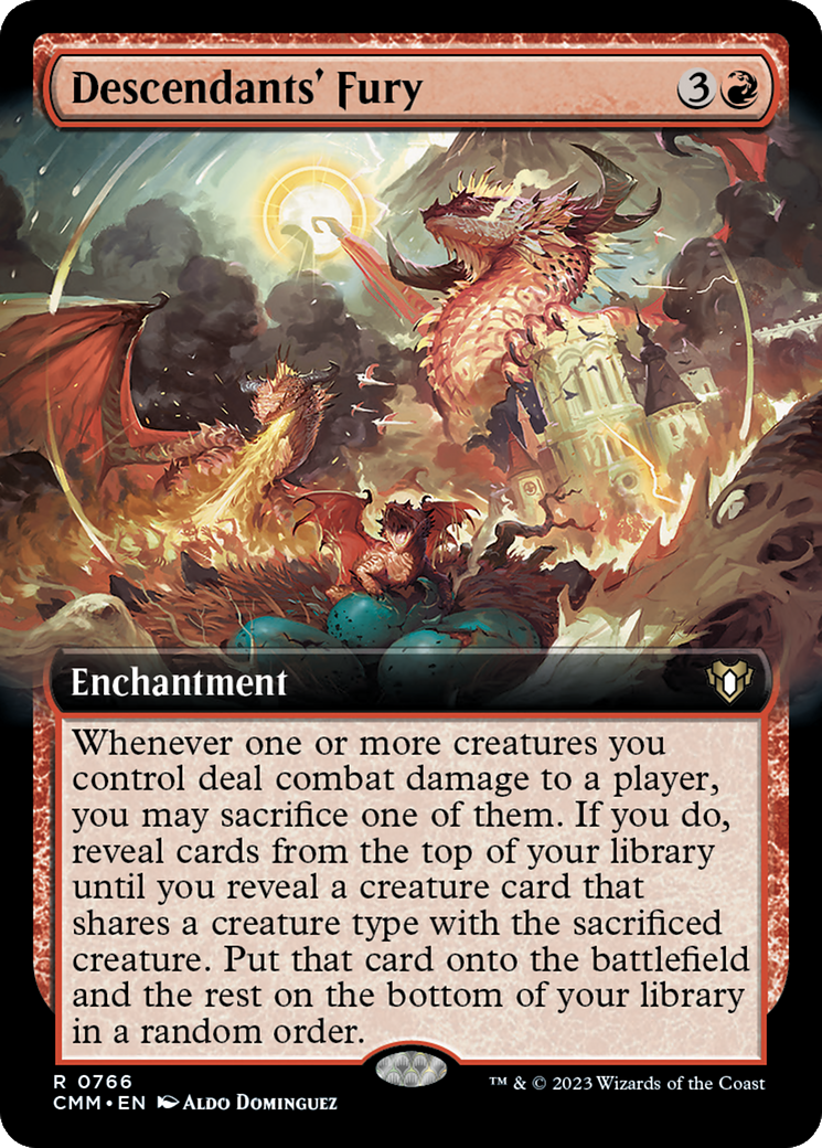 Descendants' Fury (Extended Art) [Commander Masters] MTG Single Magic: The Gathering | Red Claw Gaming