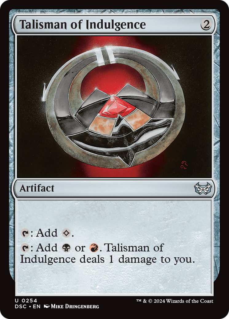 Talisman of Indulgence [Duskmourn: House of Horror Commander] MTG Single Magic: The Gathering | Red Claw Gaming