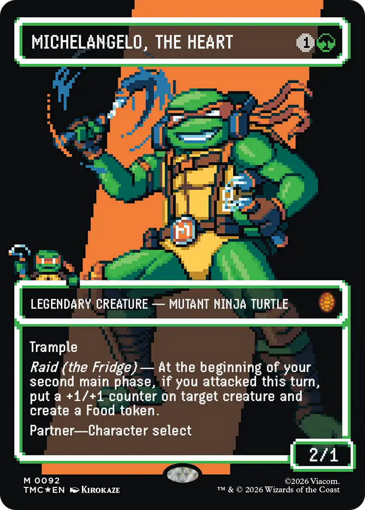 Michelangelo, the Heart (0093) (Borderless) (Surge Foil) [Teenage Mutant Ninja Turtles Commander] MTG Single Magic: The Gathering | Red Claw Gaming